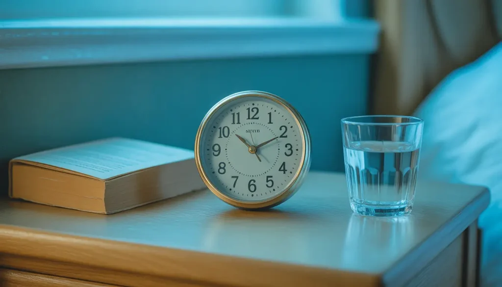 clock and book on nightstand