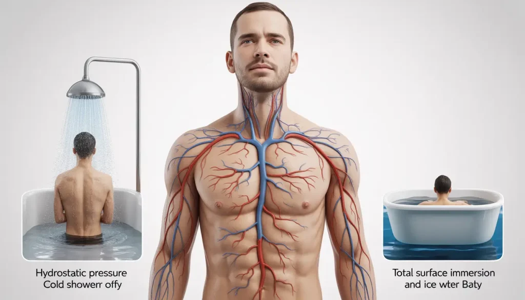 physiological difference between cold showers and ice baths