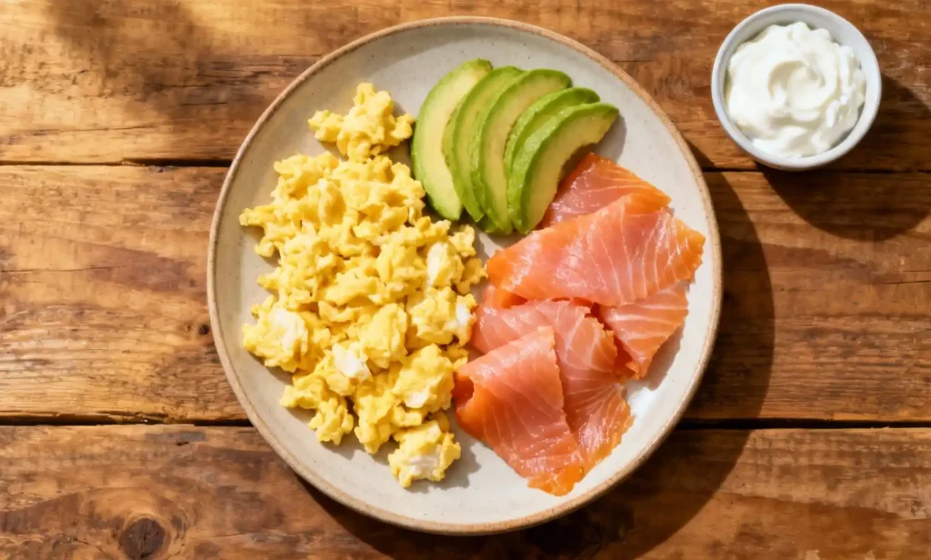 30g+ protein breakfast prevents muscle loss and stabilizes blood sugar for anti-aging.