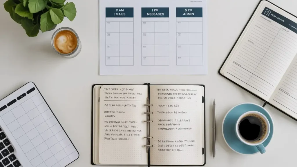 Batch digital tasks to preserve focus and avoid the mental cost of constant switching.