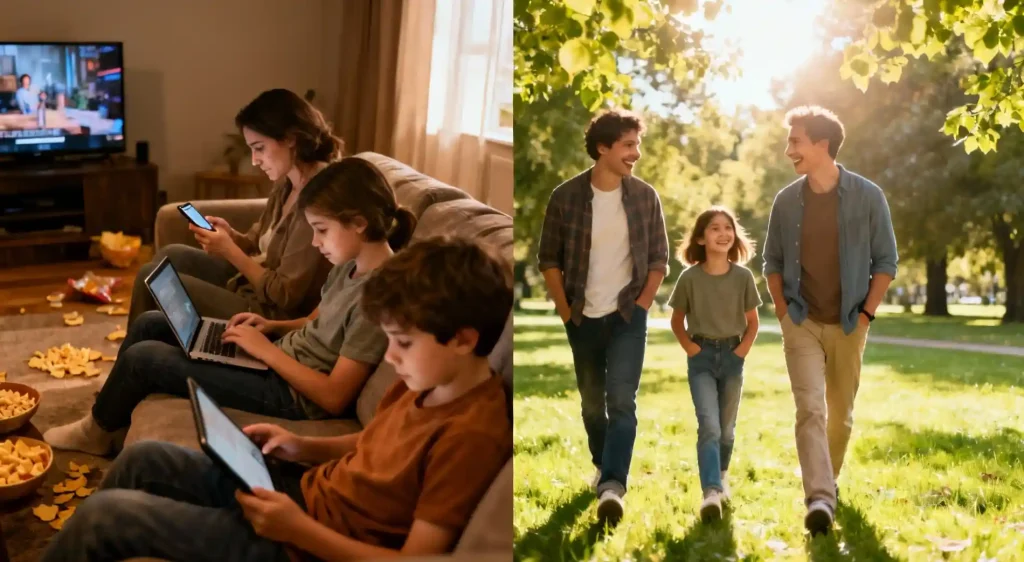 Long-term tech boundaries lead to deeper family connection and restored attention spans.