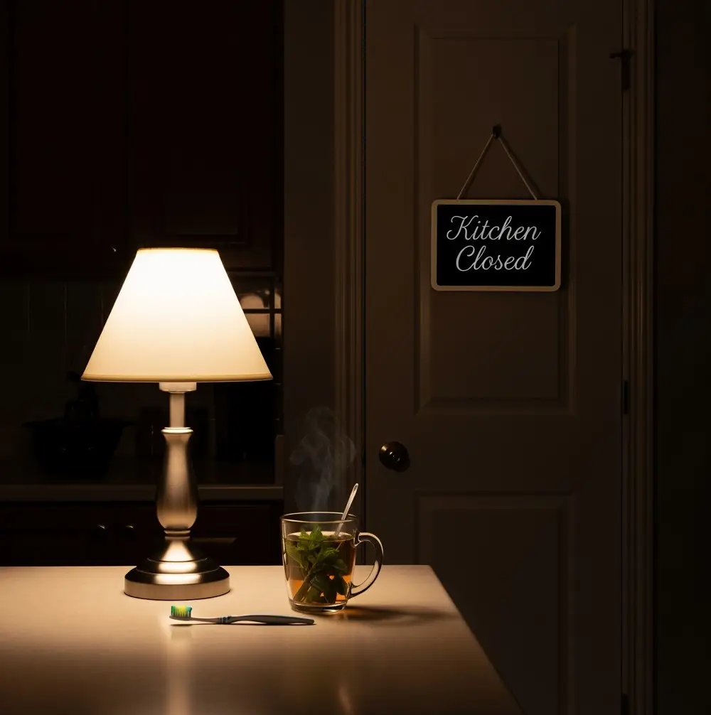 Set a “kitchen closed” time to end decision fatigue and stop late-night sugar urges.